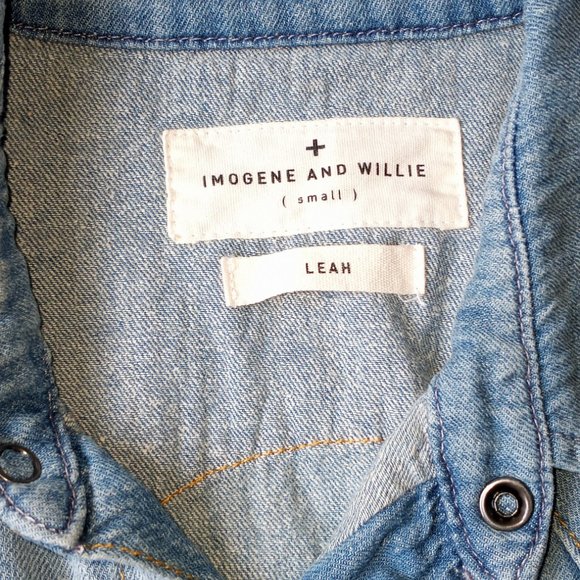 Imogene + Willie Leah Washed Pearl Snap Shirt Denim Small - Picture 3 of 12